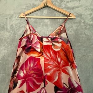 Karen Kane Slip Dress Tropical Floral Soft Silky Cupro Breathable